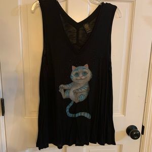 Disney Alice Through the Looking Glass black tank top Cheshire Cat Wonderland